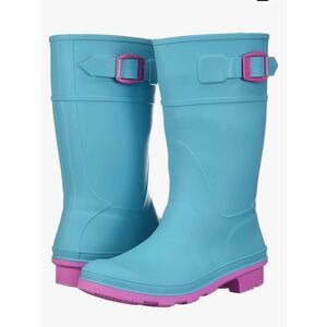 Kamik Girls 3 Raindrops Turquoise Pink Rubber Rainboots Wellies